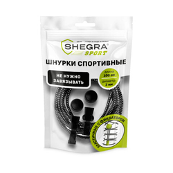 Шнурки круглые спортивные с фиксатором, 100 см, цвет ЧЕРНЫЙ, SHEGRA (ШЕГРА), 701721