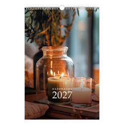 Календарь на гребне с ригелем 2027 г., BRAUBERG, 12 листов, 30х45 см, ''Уют'', 118383
