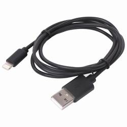 Кабель USB 2.0  Lightning, 1 м, SONNEN, медь, для передачи данных и зарядки, черный, 513116