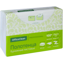Полотенца бумажные лист. OfficeClean Professional(Z-сл) (H2), 2-слойные, 190л/пач., 21*23, белые 246