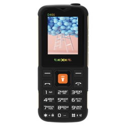 Телефон мобильный TEXET TM-D400, 2 SIM, 1,77'', 32 Мб, microSD, FM, MP3, IP54, фонарик, черный, 12737