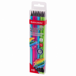 Набор карандашей чернографитных BRAUBERG ''ULTRA COLOR'' 12 шт., HB, с ластиком, пластиковые, 181710