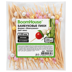 Шпажки-пики для канапе бамбуковые форма ''Жемчужина'' цвет микс 12 см, 100 шт., BOOMHOUSE (БУМХАУС), 7