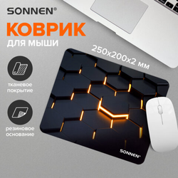 Коврик для мыши SONNEN ''HOT CELLS'' резина + ткань, 250х200х2 мм, 513955
