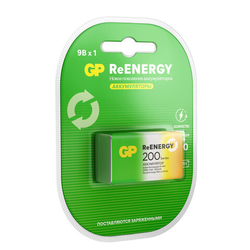 Батарейка аккумуляторная GP ReEnergy Ni-Mh 1 шт., ''Крона'' (20R8H 9V), 200 mAh, 20R8HRGY-2CRCB1