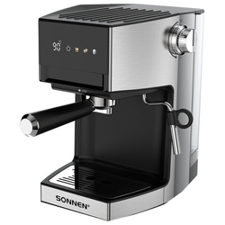 Кофеварка рожковая с дисплеем SONNEN CM-2066, ручной капучинатор, сенсор, 1 л, 950 Вт, 19 бар, 45788