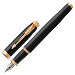 Ручка перьевая PARKER ''IM Core Black Lacquer GT'', черный глянцевый лак, позолота, синяя, 1931645
