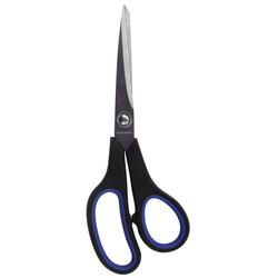 Ножницы BRAUBERG ''Soft Grip'', 216 мм, черно-синие, резиновые вставки, 3-х сторонняя заточка, 230763