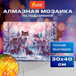 Картина стразами (алмазная мозаика) 30х40 см, ОСТРОВ СОКРОВИЩ ''Волки'', на подрамнике, 662423
