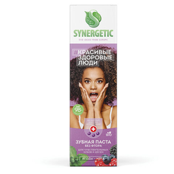 Зубная паста 100 г, SYNERGETIC ''Для чувствительных зубов и десен'', ягоды и мята, без фтора, 201001