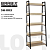 Стеллаж на металлокаркасе BRABIX ''LOFT SH-003'', 600х350х1500 мм, 5 полок, цвет дуб натуральный, 6412