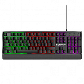 Клавиатура проводная USB, 104 клавиши, LED-подсветка, SONNEN K305, черная, 513948