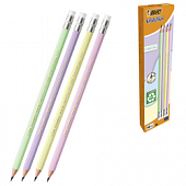 Карандаш чернографитный BIC, 1 шт., ''Evolution Pastel'', HB, с ластиком, корпус ассорти, 518306