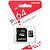 Карта памяти SmartBuy MicroSDXC 64GB UHS-1, Class 10, скорость чтения 60Мб/сек (с адаптером SD) SB64