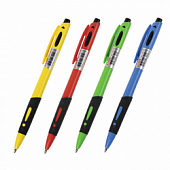 Ручка шариковая автоматическая с грипом STAFF ''BP-16 Neon'', СИНЯЯ, ассорти, линия письма 0,35 мм, 14